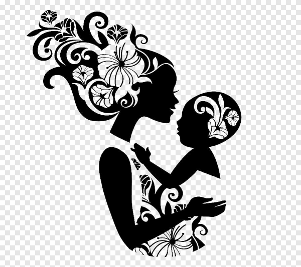 Силуэт девушки с ребенком