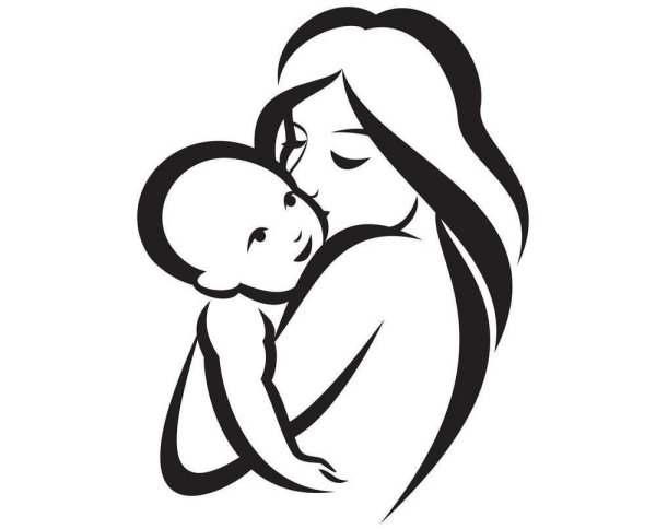 Силуэт матери с ребенком на руках