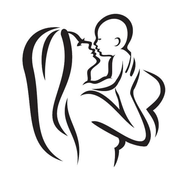 Силуэт ребенок обнимает маму