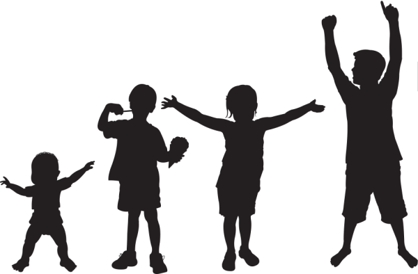 Силуэт группы детей