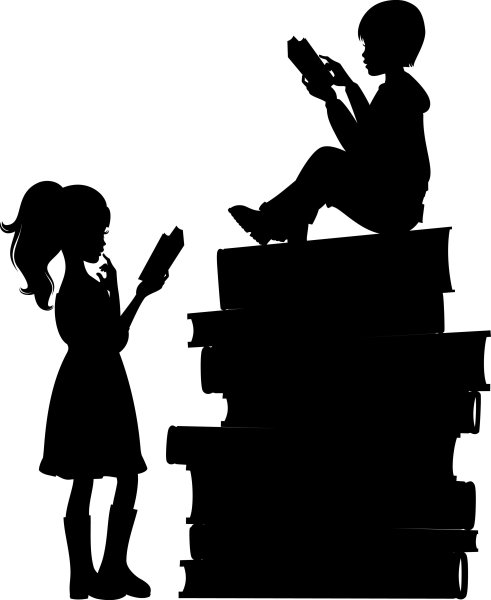 Силуэт ребенка с книгой