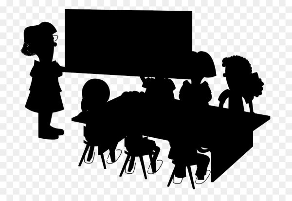 Силуэты школьников на прозрачном фоне