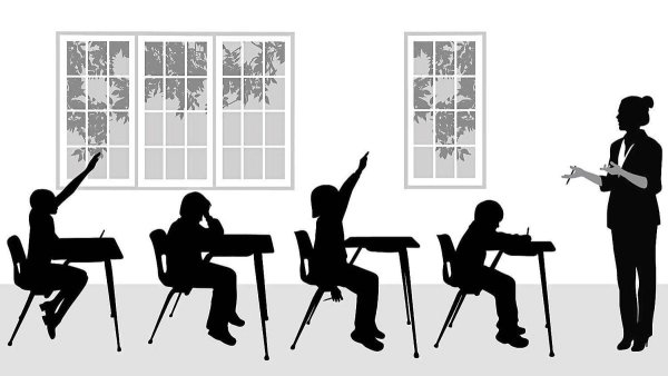 Силуэт дети школа