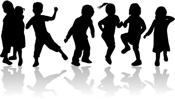 Дети бегут силуэт