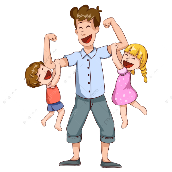 Папа с детьми мультяшка