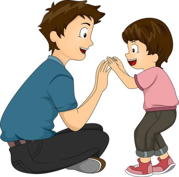 Мультяшное папа и ребёнок