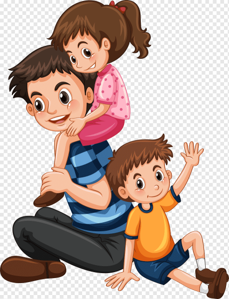 Мультяшный отец с детьми