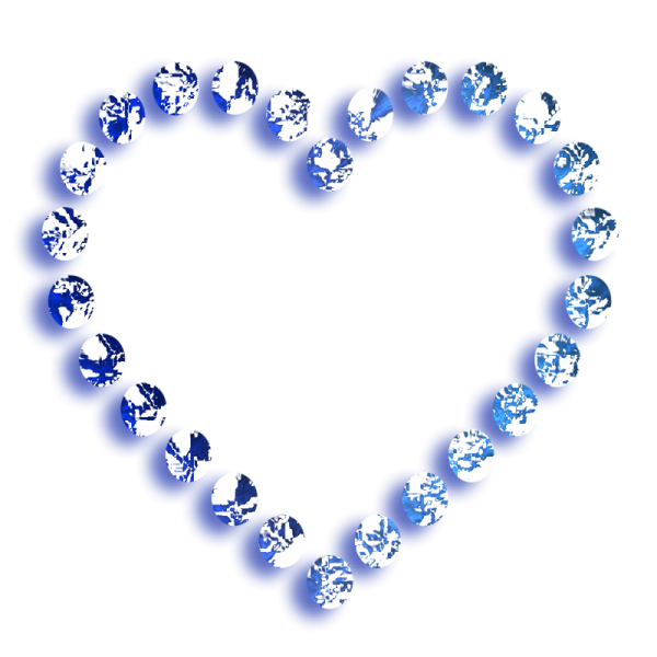 Синие сердечки на прозрачном фоне