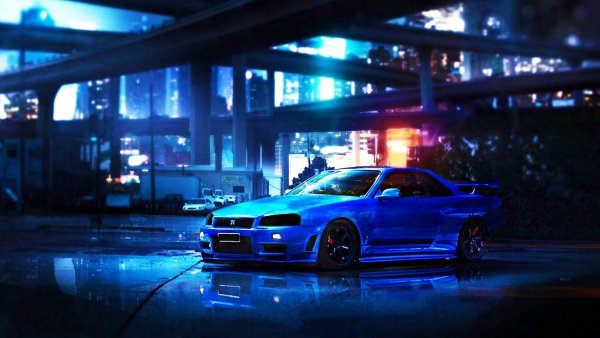 Nissan Skyline GTR r34 ночью