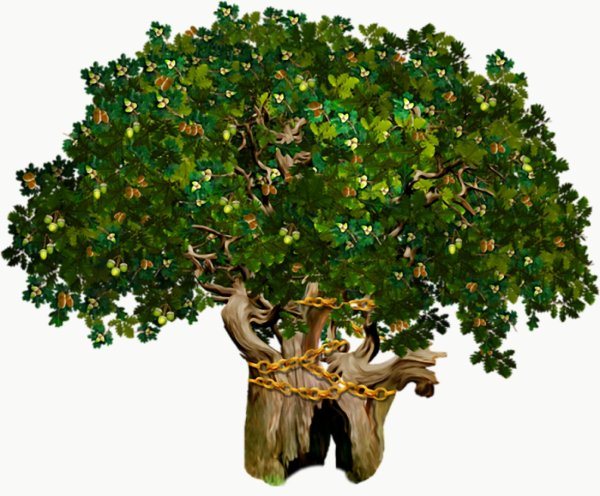 Сказочное дерево на белом фоне