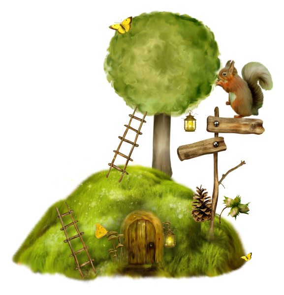 Сказочные элементы на прозрачном фоне