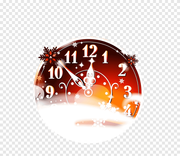 Новогодние часы на прозрачном фоне