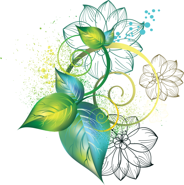 Цветочные элементы на прозрачном фоне