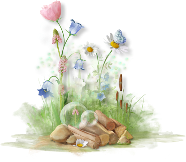 Акварельная Полянка на прозрачном фоне