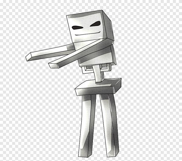 Скелет из МАЙНКРАФТА на прозрачном фоне