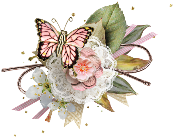 Цветы Винтаж на прозрачном фоне