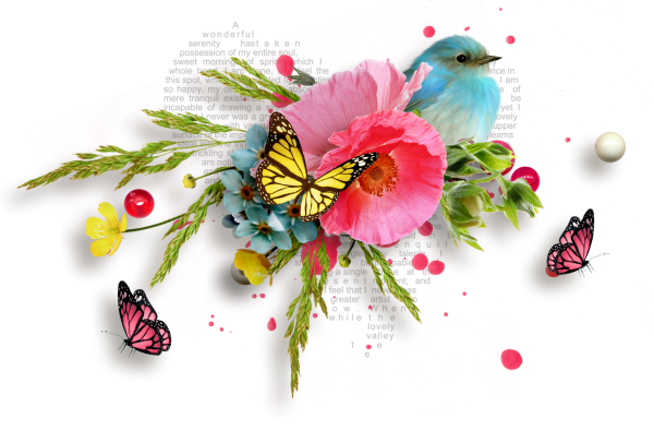 Цветочные кластеры на прозрачном фоне