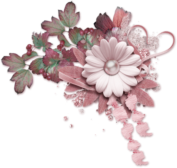 Цветочный декор на прозрачном фоне