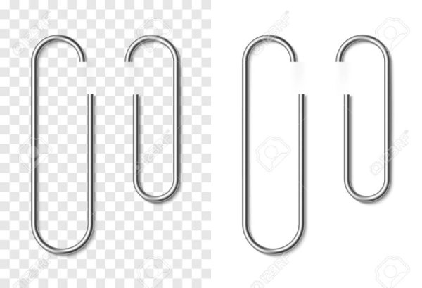 Скрепка белая на прозрачном фоне