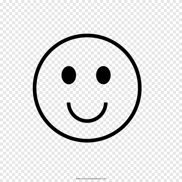 Улыбающийся смайлик на прозрачном фоне черно белый