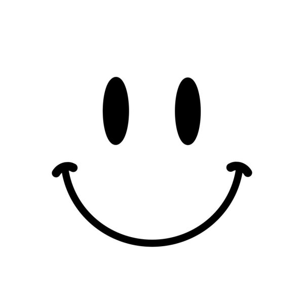 Улыбающийся смайлик черно белый