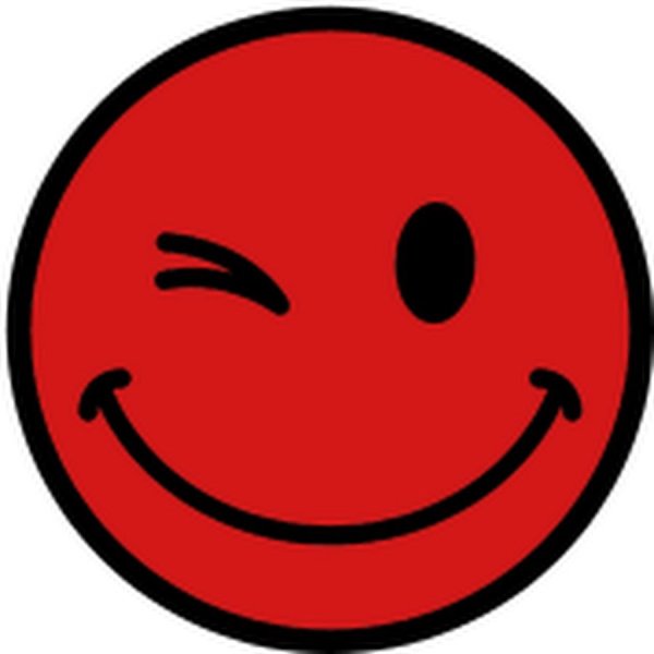 Веселый смайлик красный