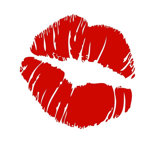 Отпечаток губ на белом фоне