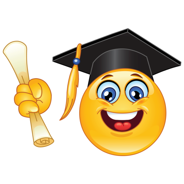 Умный смайлик на прозрачном фоне