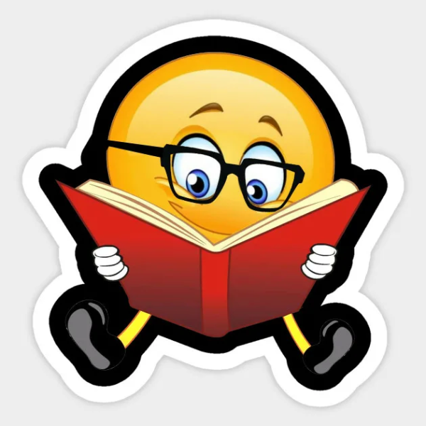 Смайлик читает книгу