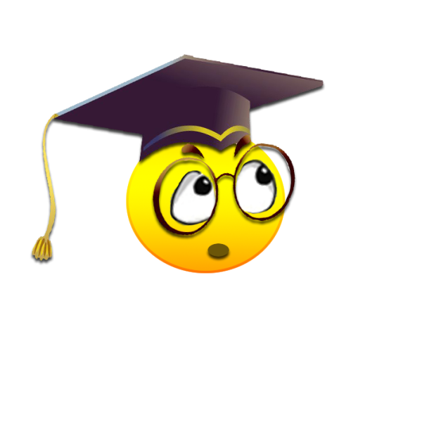 Умный смайлик на прозрачном фоне