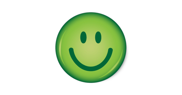 Зеленый улыбающийся смайлик