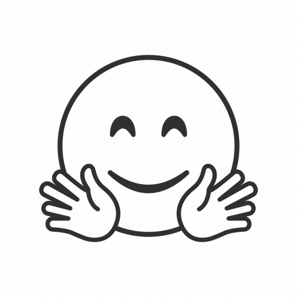 Смайлик обнимашки черно белый