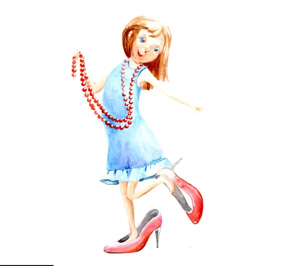 Изображение девочки с бусами