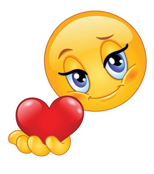 Смайлик с сердечком в руках