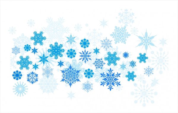 Голубые снежинки на белом фоне