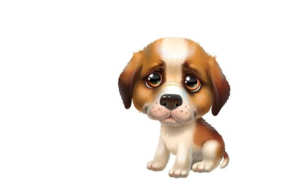 Собака мультяшная на белом фоне