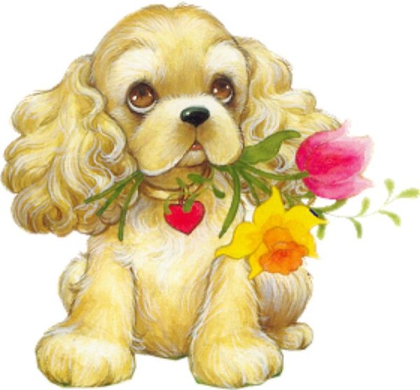 Собачка с цветочком рисунок