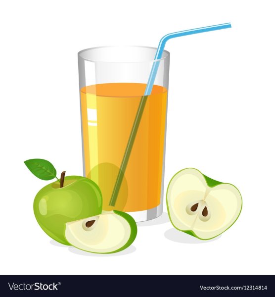 Сок яблочный с трубочкой в стакане