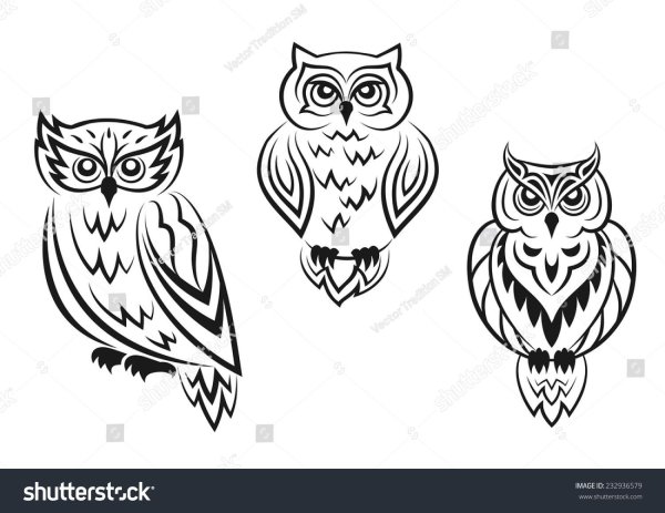 Сова сбоку вектор