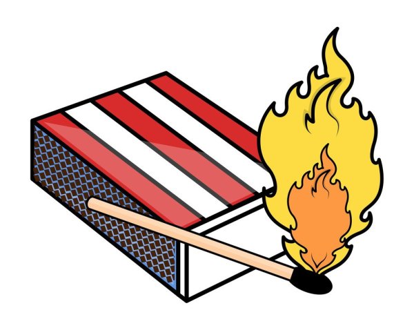 Горящий коробок спичек