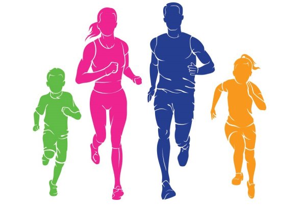 Спортивная семья силуэт