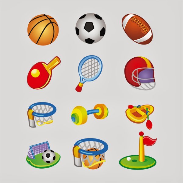 Спортивный инвентарь на прозрачном фоне