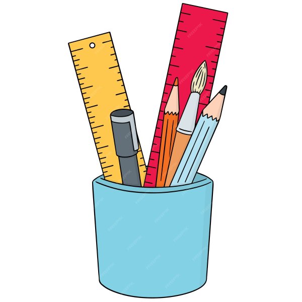 Стаканчик с карандашами и ручками карандашом