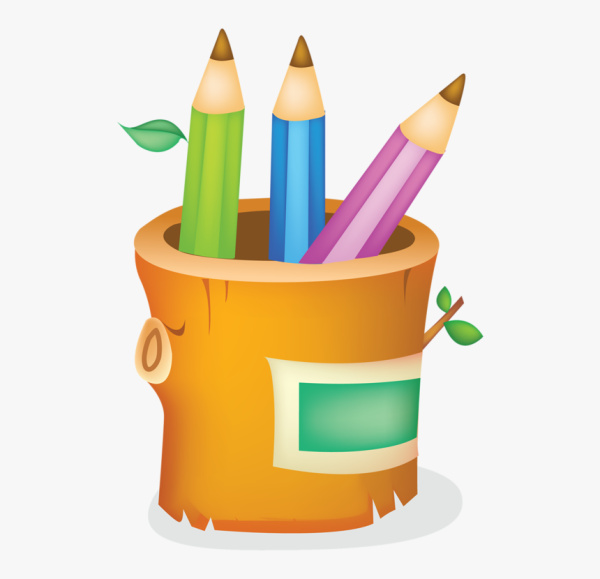 Карандашница с цветными карандашами