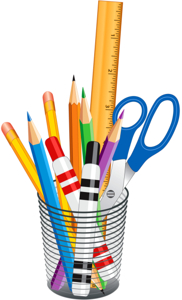 Канцелярские принадлежности на прозрачном фоне