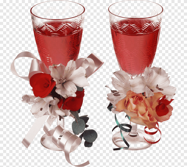 Свадебные бокалы на прозрачном фоне