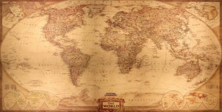Карта мира в старинном стиле