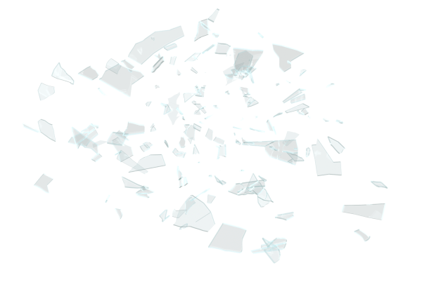 Осколки стекла на белом фоне