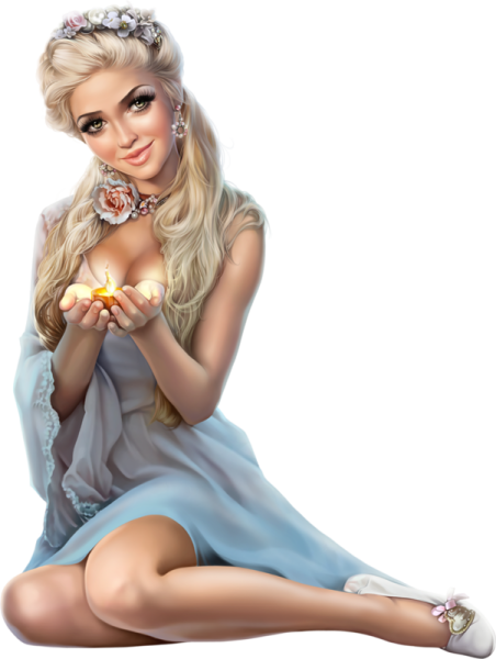 Девушка блондинка на прозрачном фоне