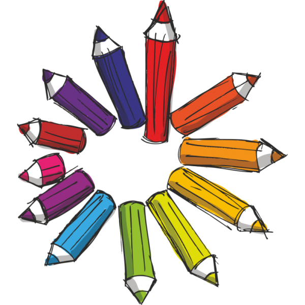 Стикеры цветными карандашами